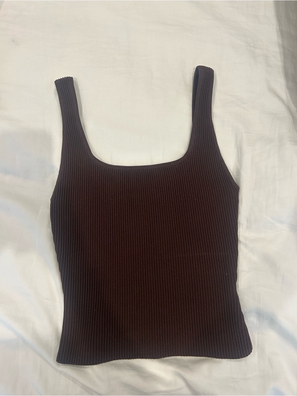 Aritzia sculpt knit square neck tank rich mocha brown size XS